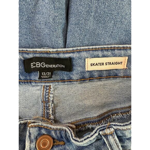 NWT BCBG Skater Straight Blue High Waisted Cotton Denim Jeans Pants Size 13/31 - Picture 7 of 9